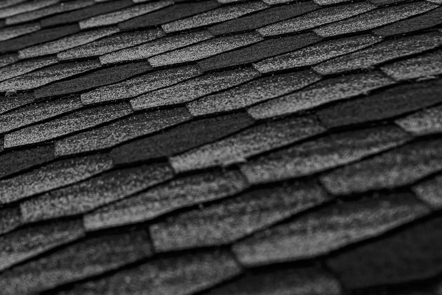 Close-up of dark architectural asphalt shingles